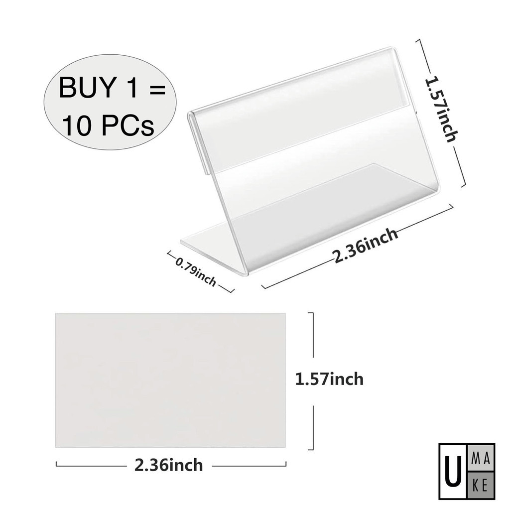 (10 pcs set) Acrylic card stand Description price tag label name card stand product display view 2