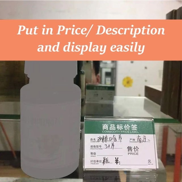 (10 pcs set) Acrylic card stand Description price tag label name card stand product display view 5