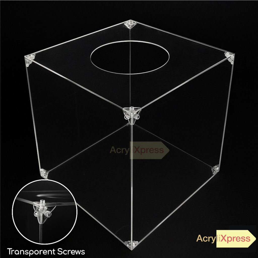(2025 Upgrade) Lucky Draw Box 20cm / 25cm / 30cm Transparent Voting Box Peti Undi kotak cabutan