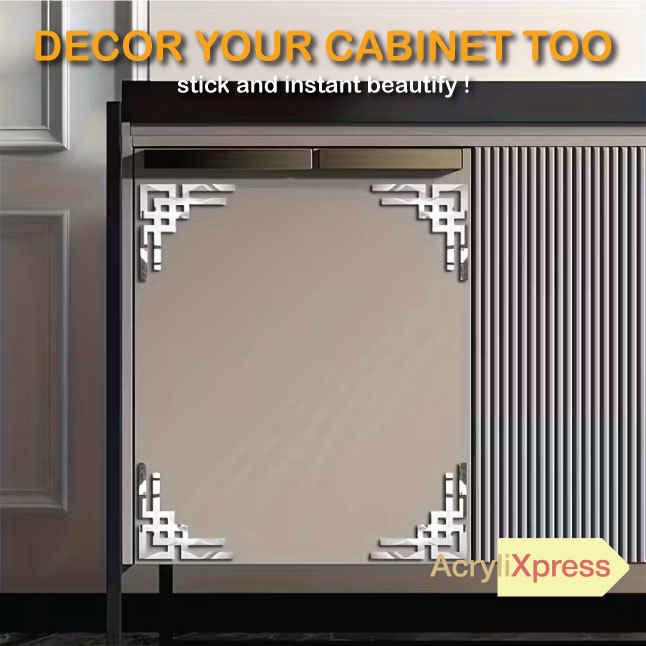3D Corner Ornamnet Decor , Acrylic Mirror Door, Cabinet, Frame | Hiasan Cermin Pelekat Dinding DIY