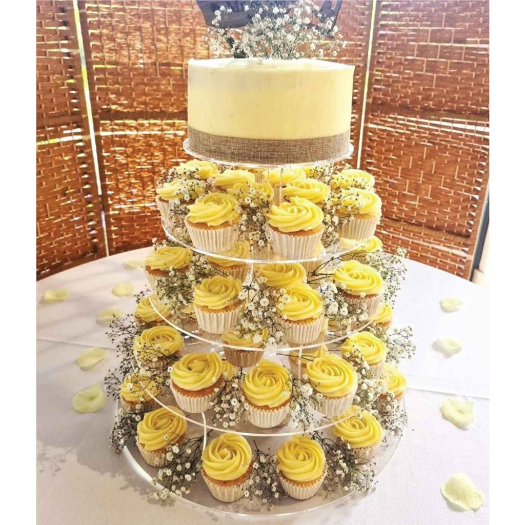 4 Tier Acrylic Round Cake Stand for Weddings & Celebrations, Pemegang kek