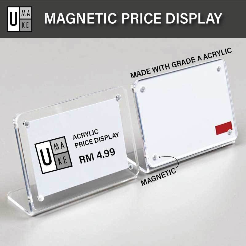 Acrylic Magnetic Price Tag Display Holder THICK Akrilik Display Harga, Acrylic Name Card Stand view 2