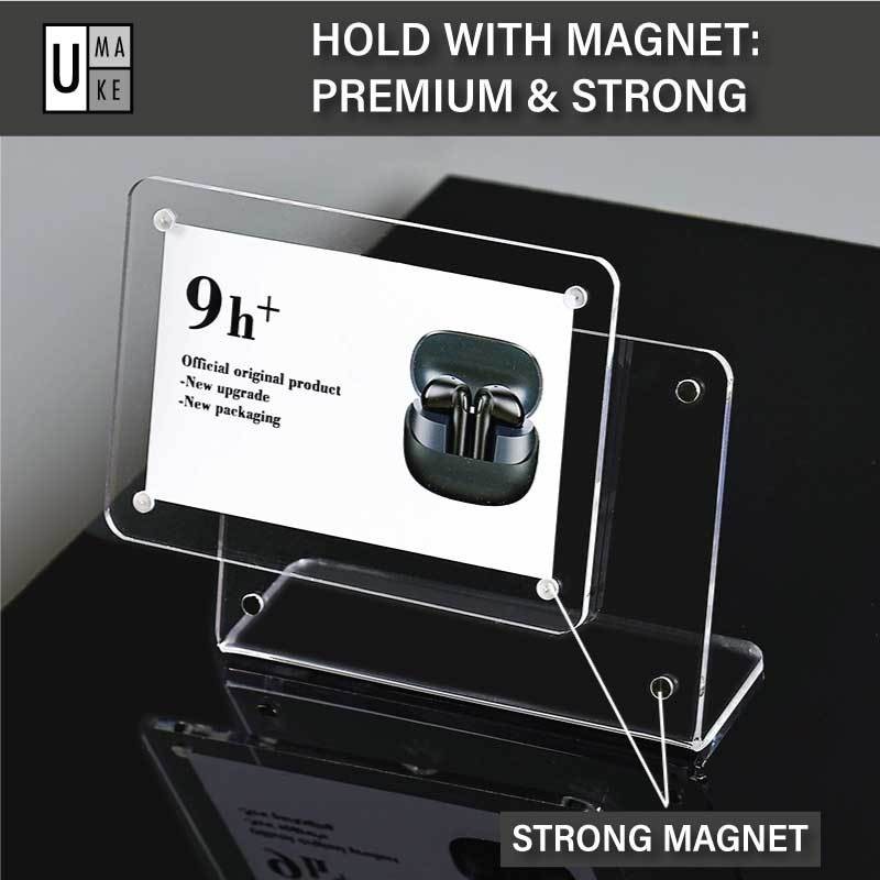 Acrylic Magnetic Price Tag Display Holder THICK Akrilik Display Harga, Acrylic Name Card Stand view 3