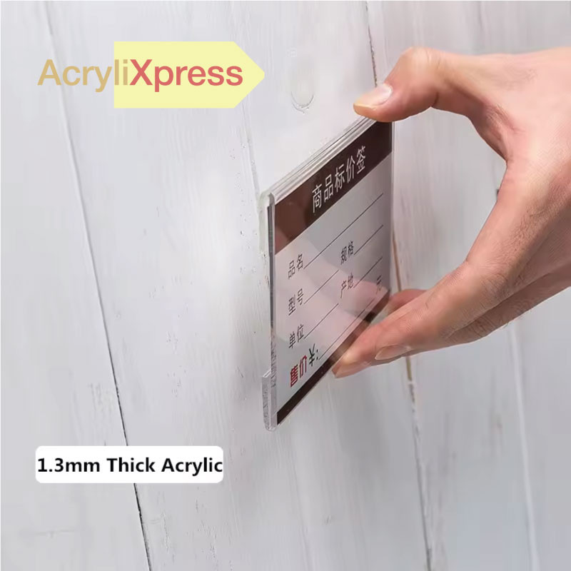 Acrylic Price Tag Holder | Self Adhesive Wall Sign Display view 3