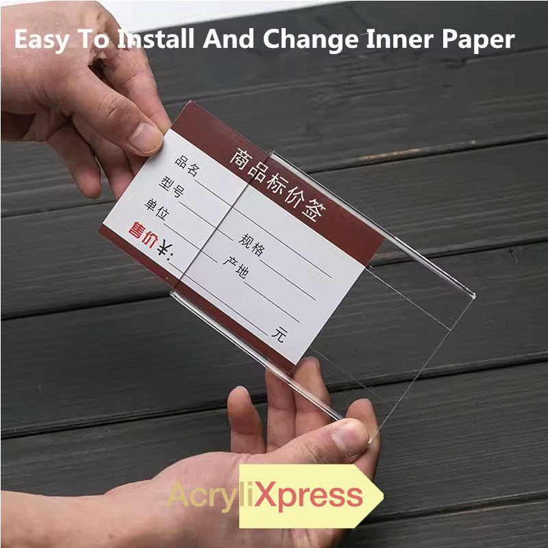 Acrylic Price Tag Holder | Self Adhesive Wall Sign Display view 6