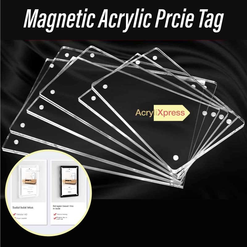 Acrylic Strong Magnetic Panel Transparent Table Card Price Tag Label Display Card Price Tag Desktop