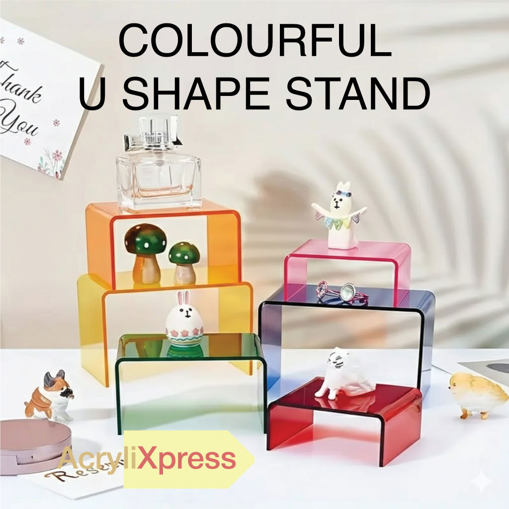 Acrylic U-Shape Display Stand, Shoes Display Stand Rack - COLOURFUL DISPLAY RACK