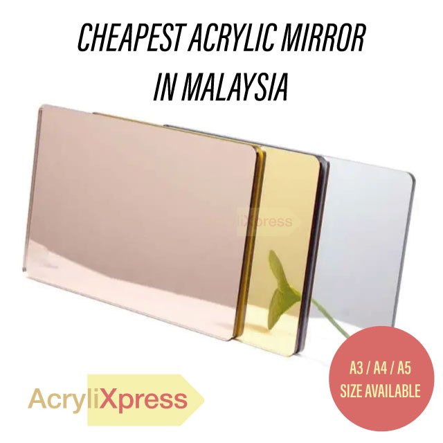 AcryliXpress A5/A4/A3 Acrylic Mirror Gold/ Rose Gold/ Silver Sheet 2mm 1pc