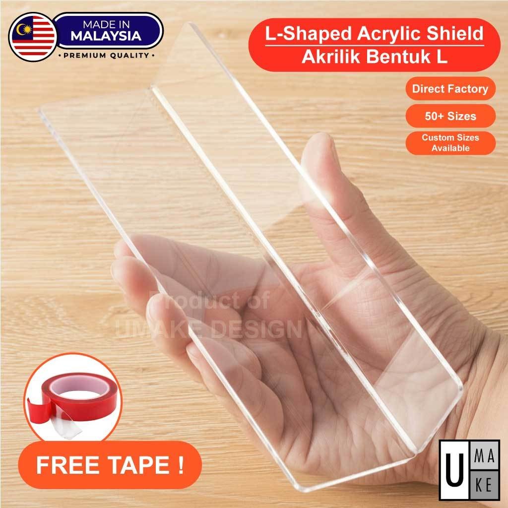 Clear Acrylic L-Shape Shelf Divider / Stopper Lip – Retail Display Fence for Gondola Rack L acrylic