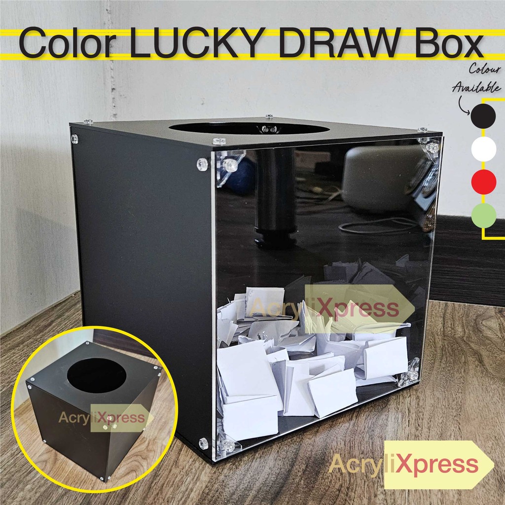 Clear / Covered Acrylic Lucky Draw Box 20/30cm Donation Box DIY Kotak Peti Transparent Voting Box