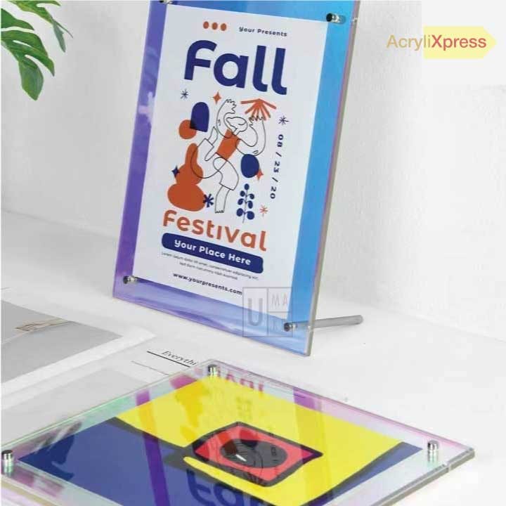 COLOURFUL Acrylic Stand A4 / A5 / A6 Certificate holder Size Menu Paper Poster QR Code Frame Holder Display view 4