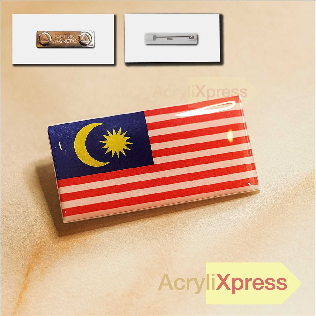 Lencana Bendera Malaysia KPM Pin Magnet Jalur Gemilang Sekolah Tahan Lama 5cm x 2.5cm UMAKE