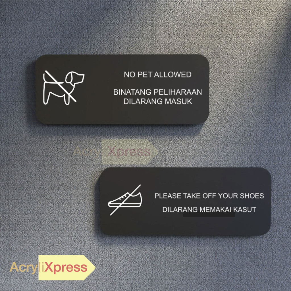 Minimalist Acrylic Signage Office Cafe Business Tanda No Smoking No Entry No Outside Food view 3