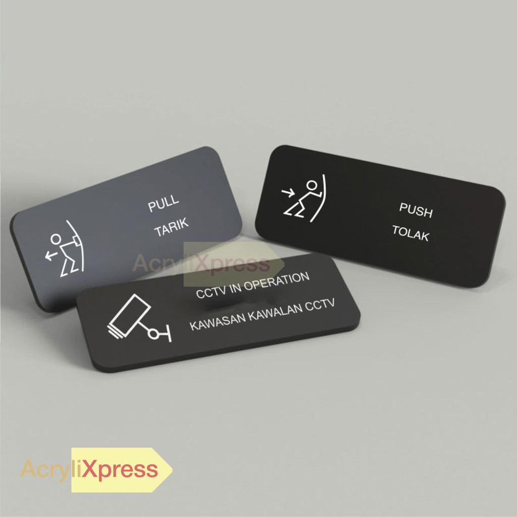 Minimalist Acrylic Signage Office Cafe Business Tanda No Smoking No Entry No Outside Food view 4