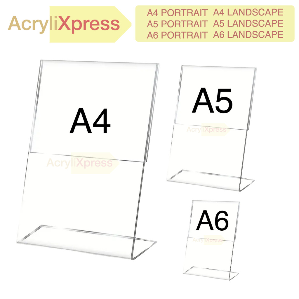 Paper display Acrylic L-Shape sign display transparent A4 / A5/ A6 Paper Holder Display Stand Holder