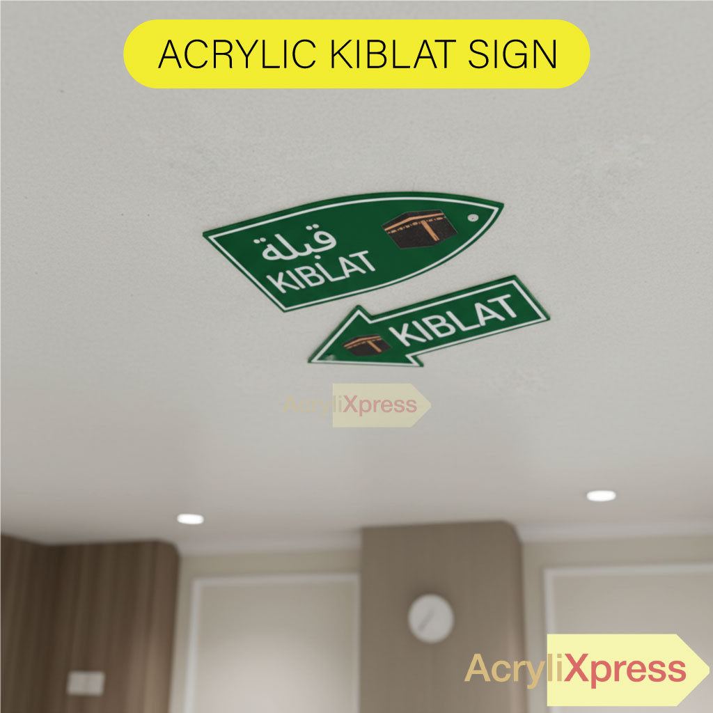 Penunjuk Arah Kiblat Moden | Premium Acrylic Qibla Arrow for Home & Office