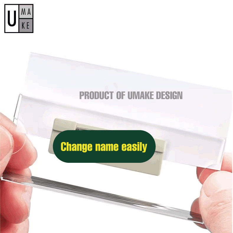 Tag Nama DIY Boleh Guna Semula | Acrylic Name Badge Magnet & Pin view 5