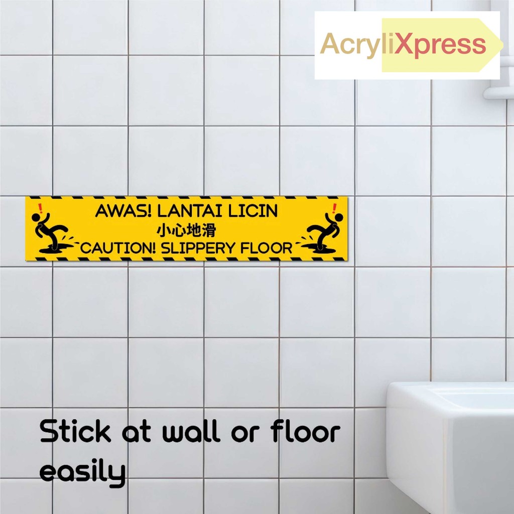 tanda Awas Lantai licin, beware slippery floor sign, caution wet floor, berhati-hati signage