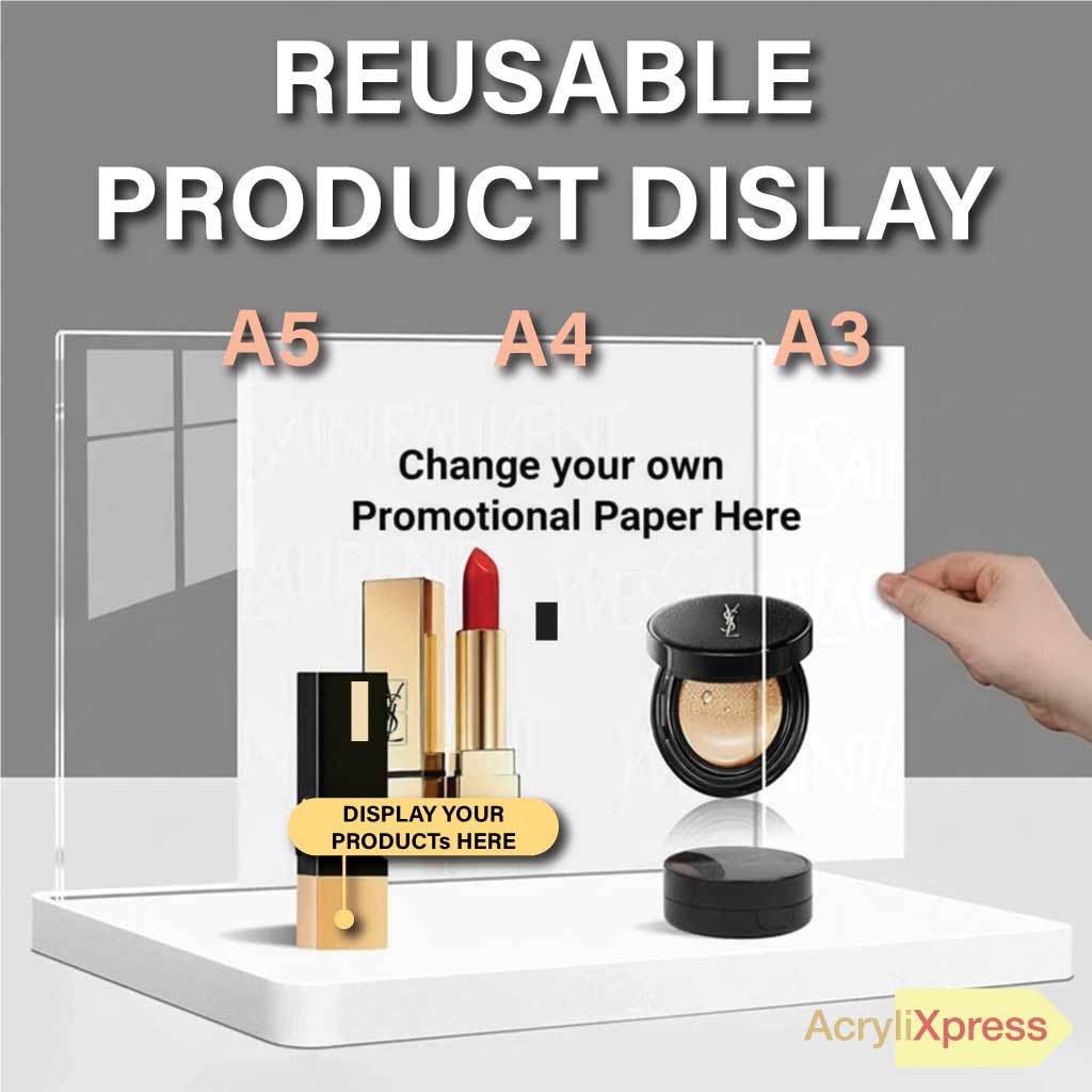 UMAKE Modular Acrylic Display Stand Product Counter for Showcase A3 A4 A5 Size Riser Showroom