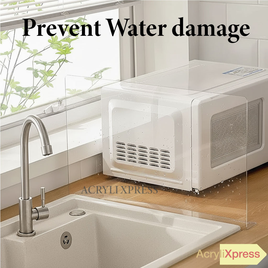 UMAKE Transparent Sink Splash Guard Premium Acrylic Water Splash Guard for Kitchen Backsplash Dapur